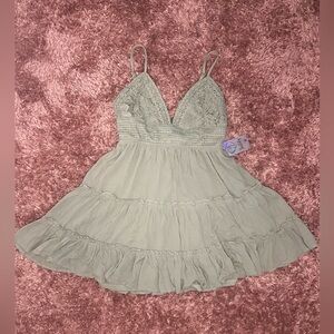 Justify Lace Trim Sage Green Mini Dress